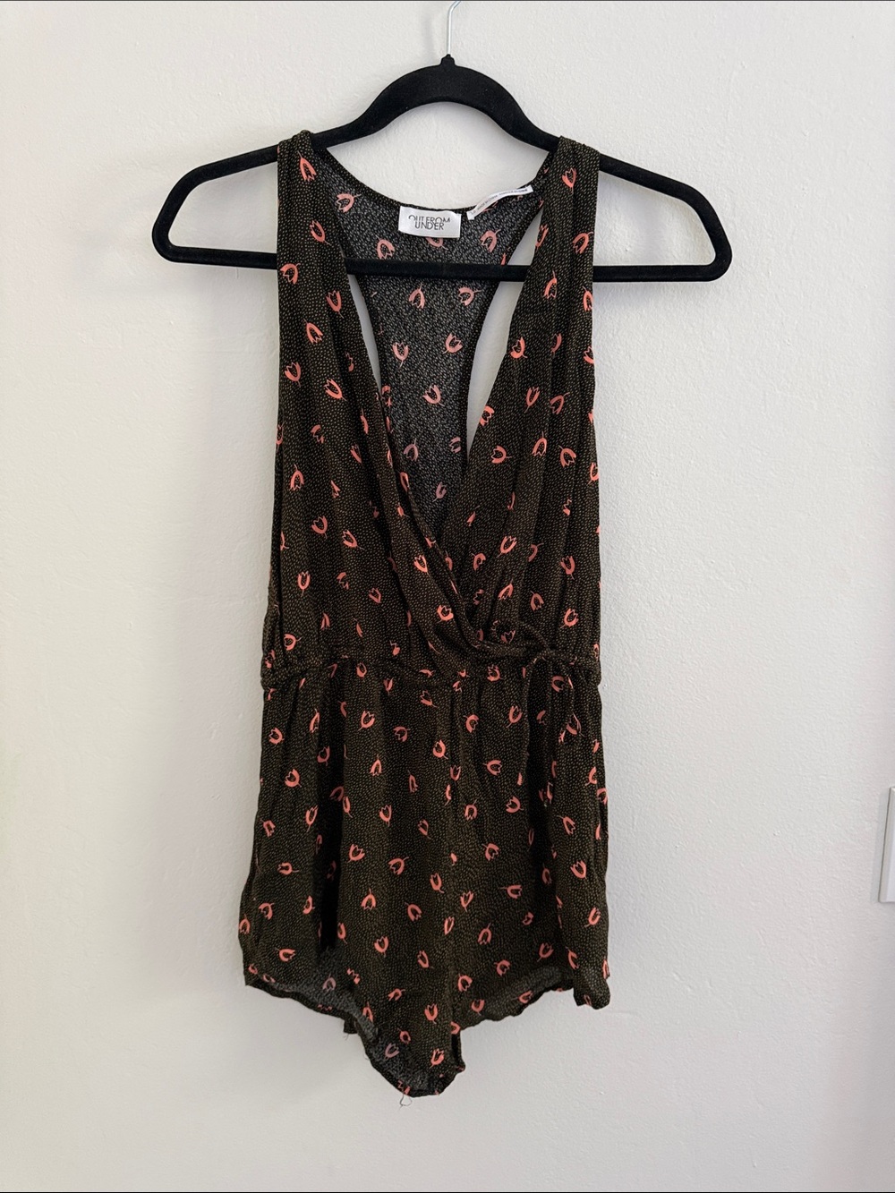 Tularosa Black Top with Coral Spot Print